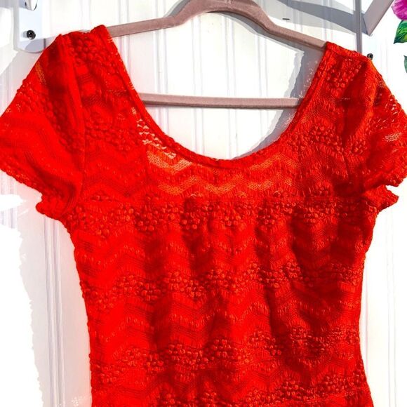 Free People Orange Lace Dress Sz M - Picture 3 of 4